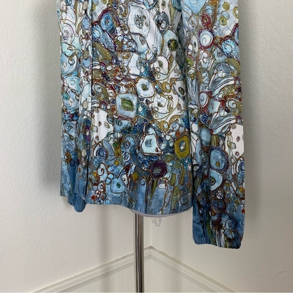 Simply Art By Dolcezza Button Front Short Womens XS Stretch Art Collar Geometric - Picture 13 of 17